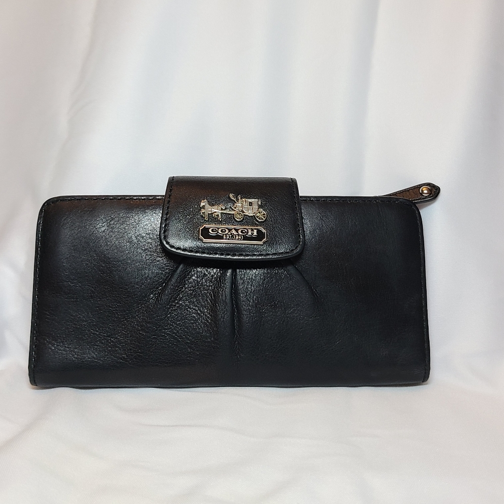 Black and pink leather Coach wallet